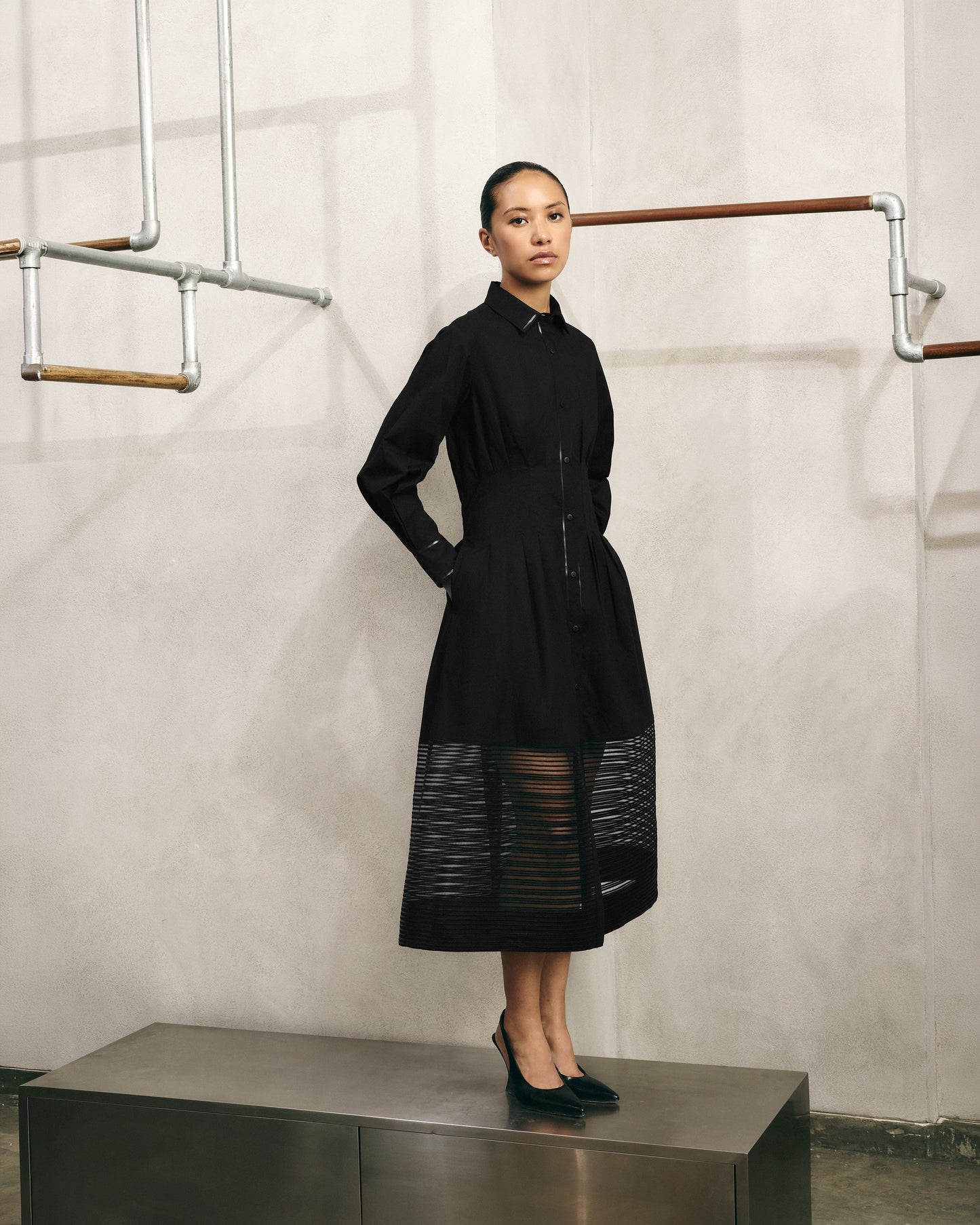 Contrast Shirt Dress