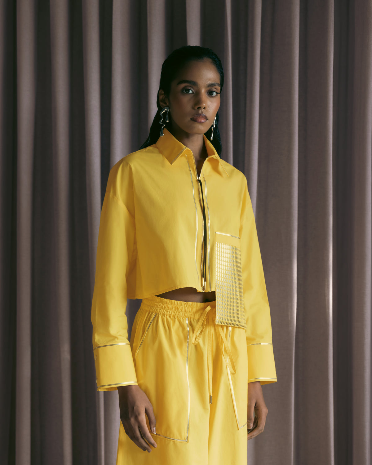 Crop Shirt With Pocket Detail