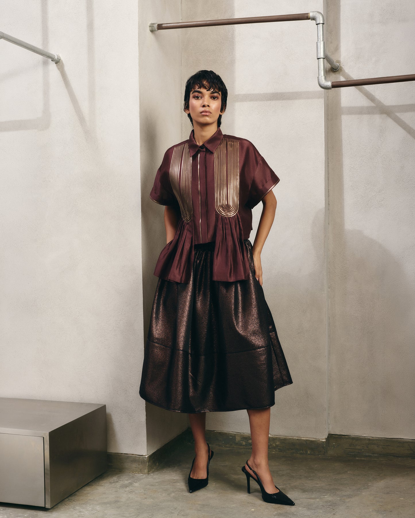 Lurex Midi Skirt