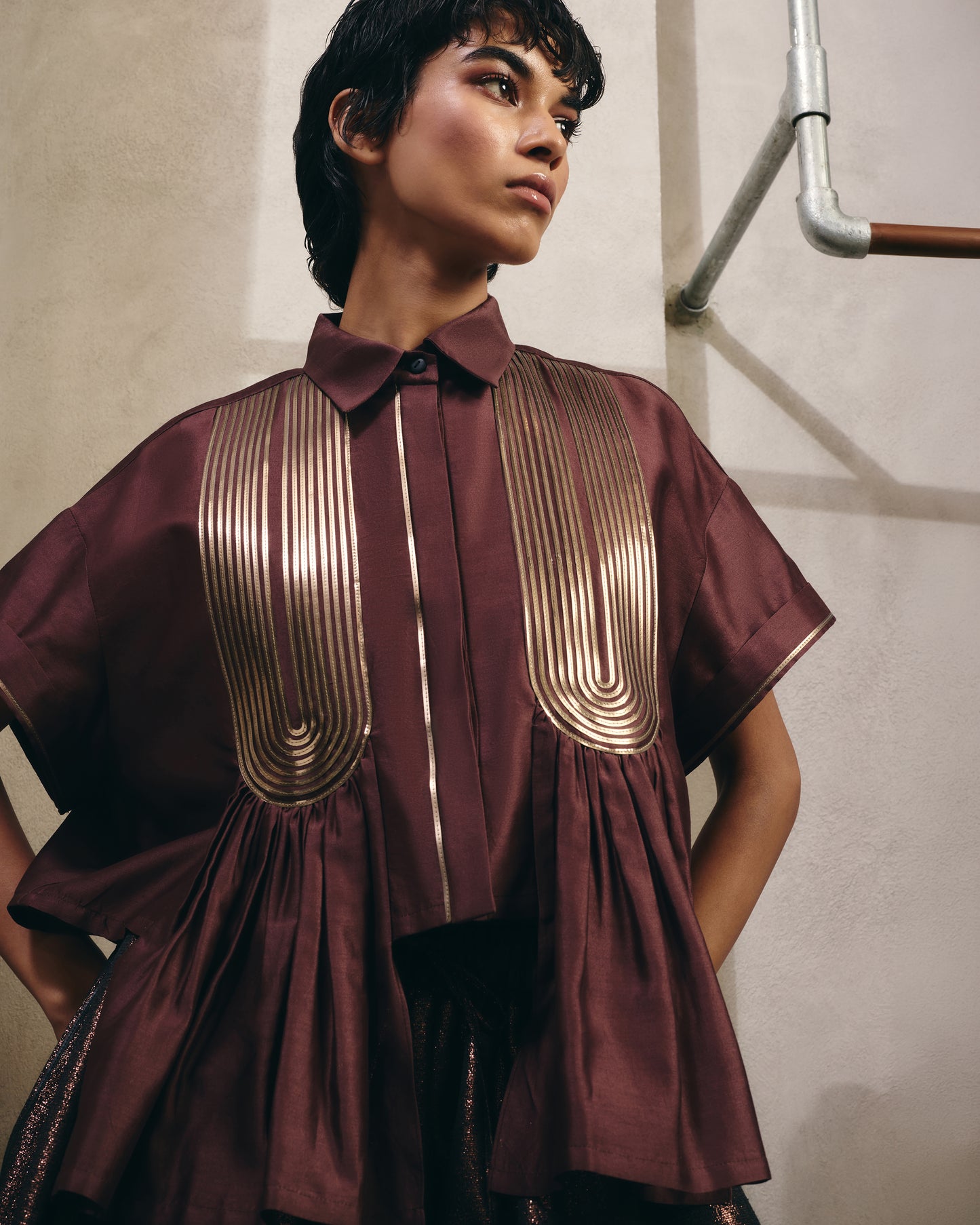 Front Detail Crop Shirt