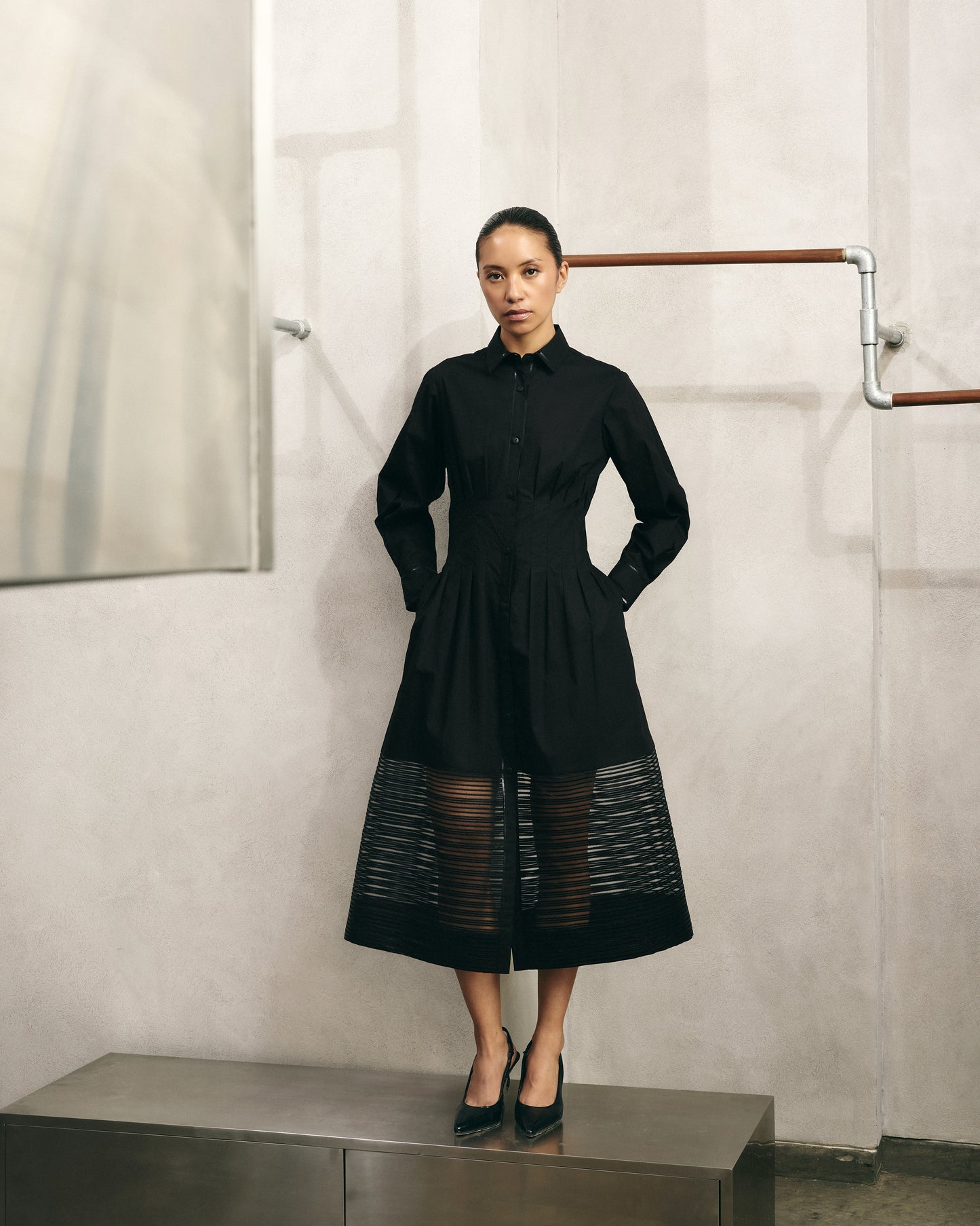 Contrast Shirt Dress
