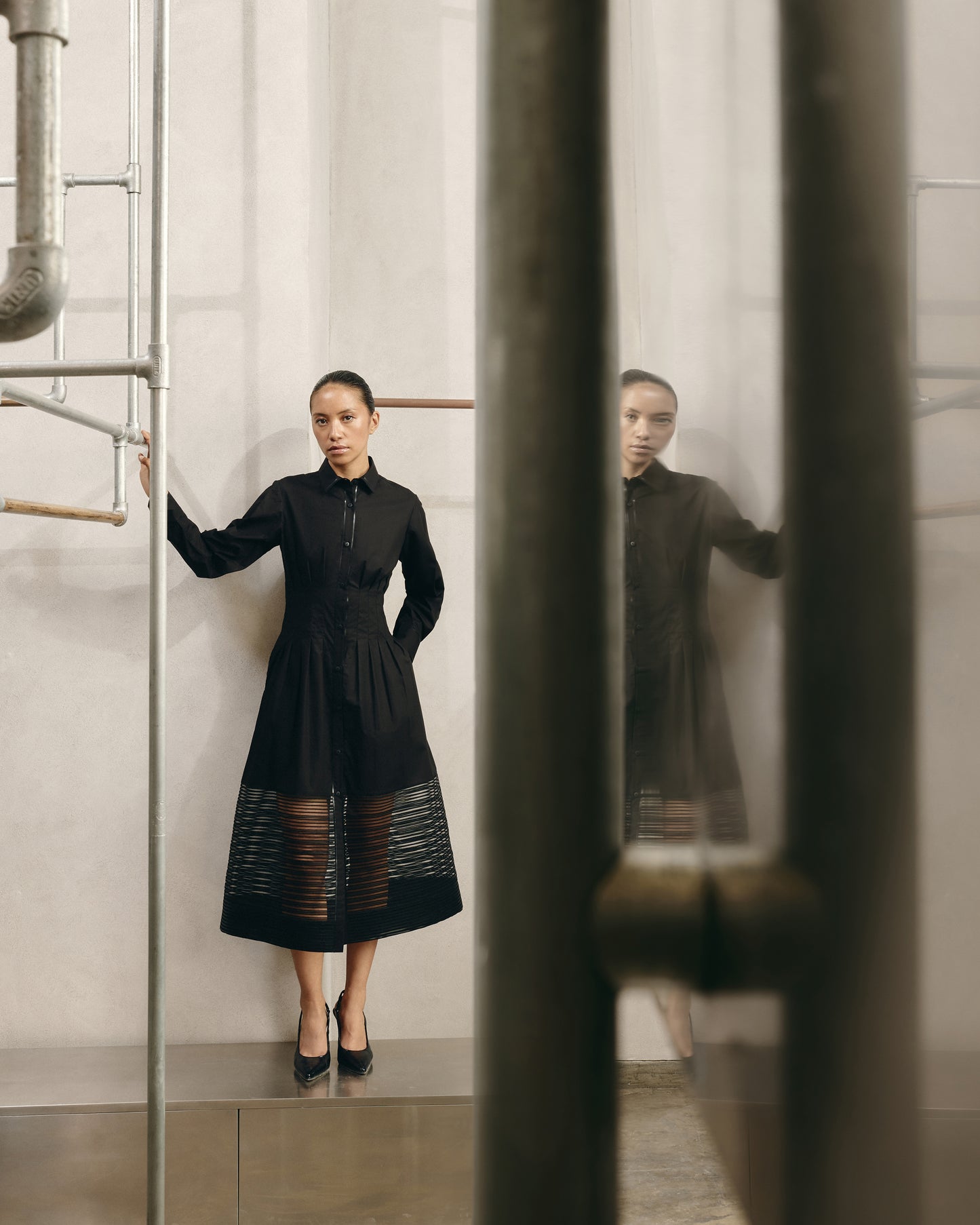 Contrast Shirt Dress